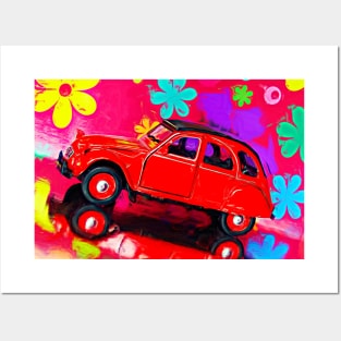 Red 2CV surrealism Posters and Art